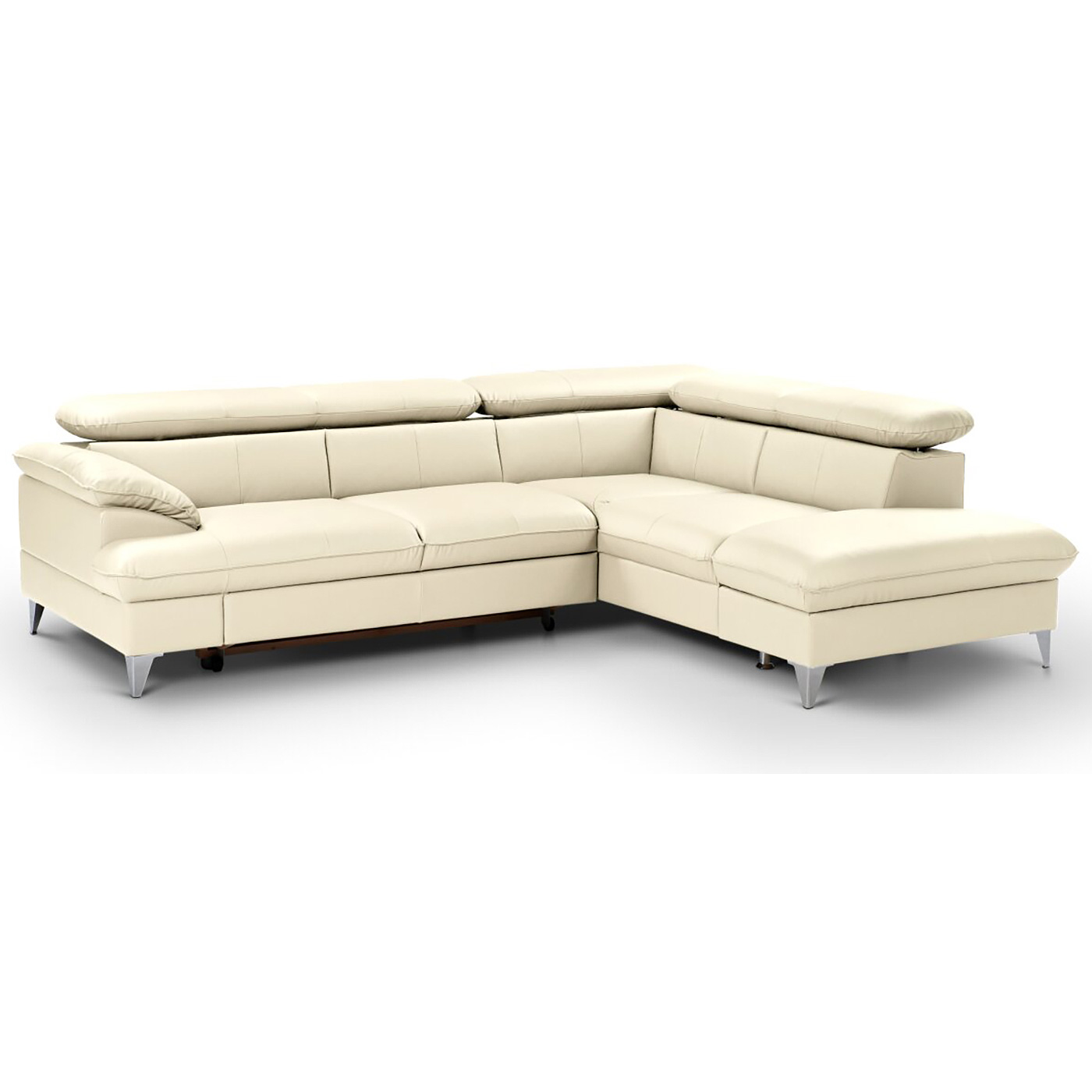 Ecksofa - creme - Leder - Basismodell - Recamiere rechts