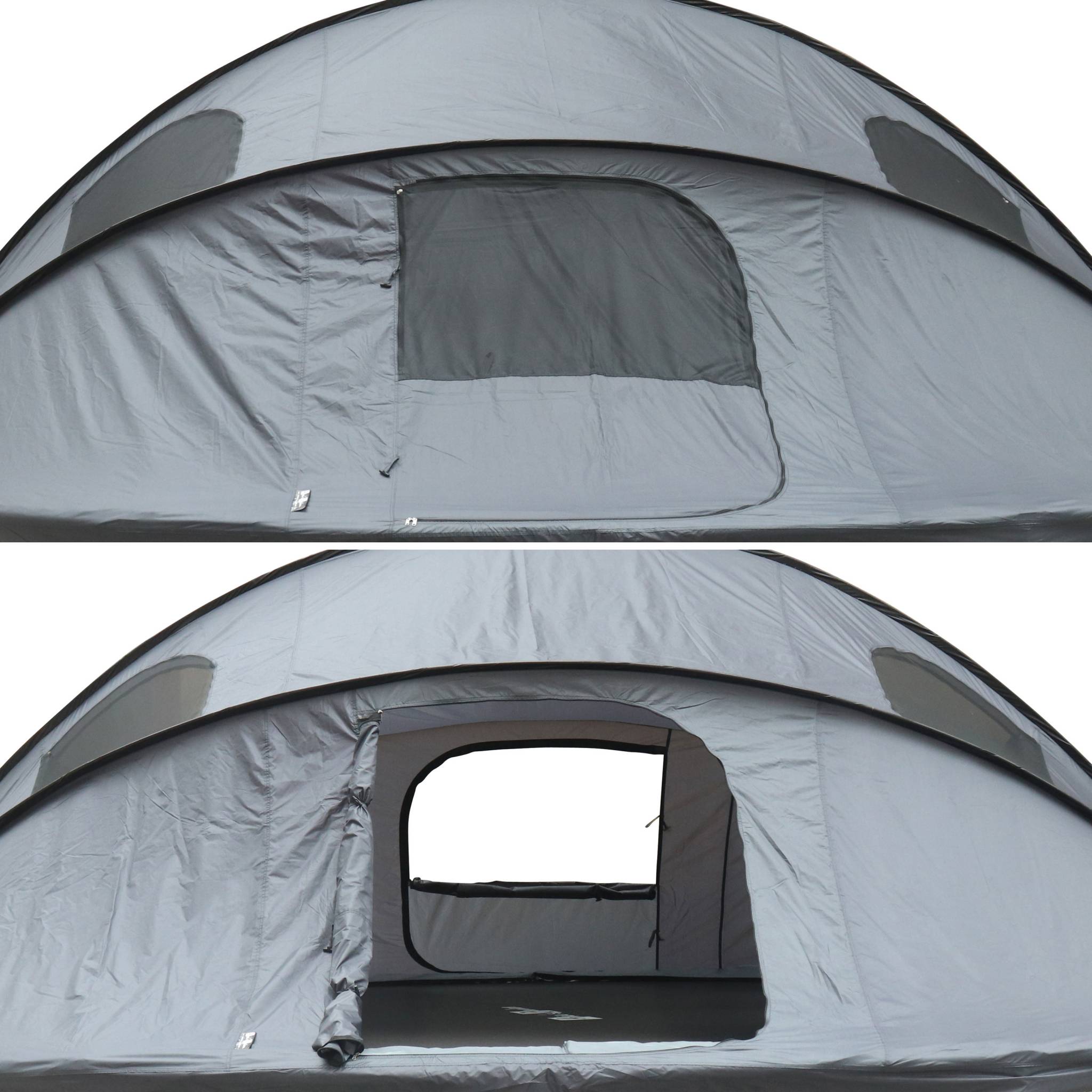 Trampoline 490cm gris avec pack d'accessoires + tente de camping