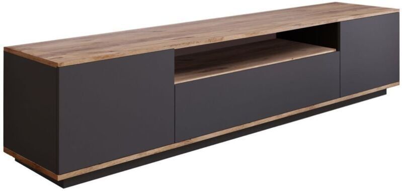 TV Meubel - Antraciet & Eiken - Melamine - Ruime Afmetingen 180x44,6x44,5cm