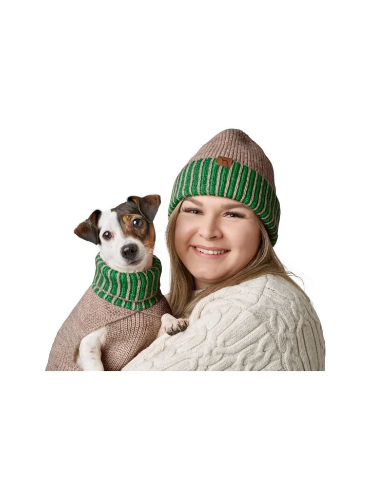 Hunter - Hundepullover Odense 30 + hat, Beige/grøn