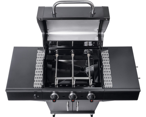 Char-Broil Performance CORE B 3 Cabinet gasgrill met 3 branders, zwart metallic, inclusief opbergplank, dekselthermometer, vetopvangbak, warmhoudrek en grillrooster.