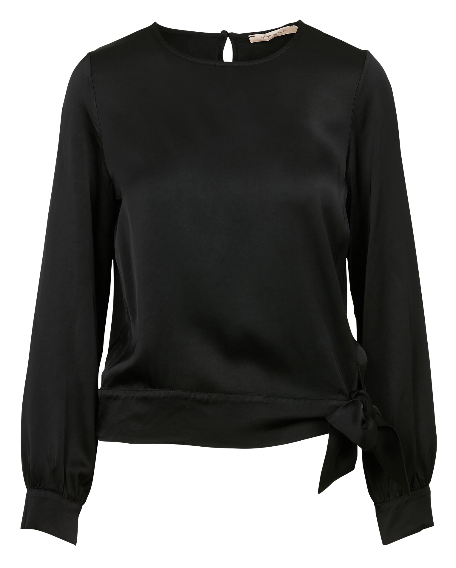 Top manches longues satiné | Noir