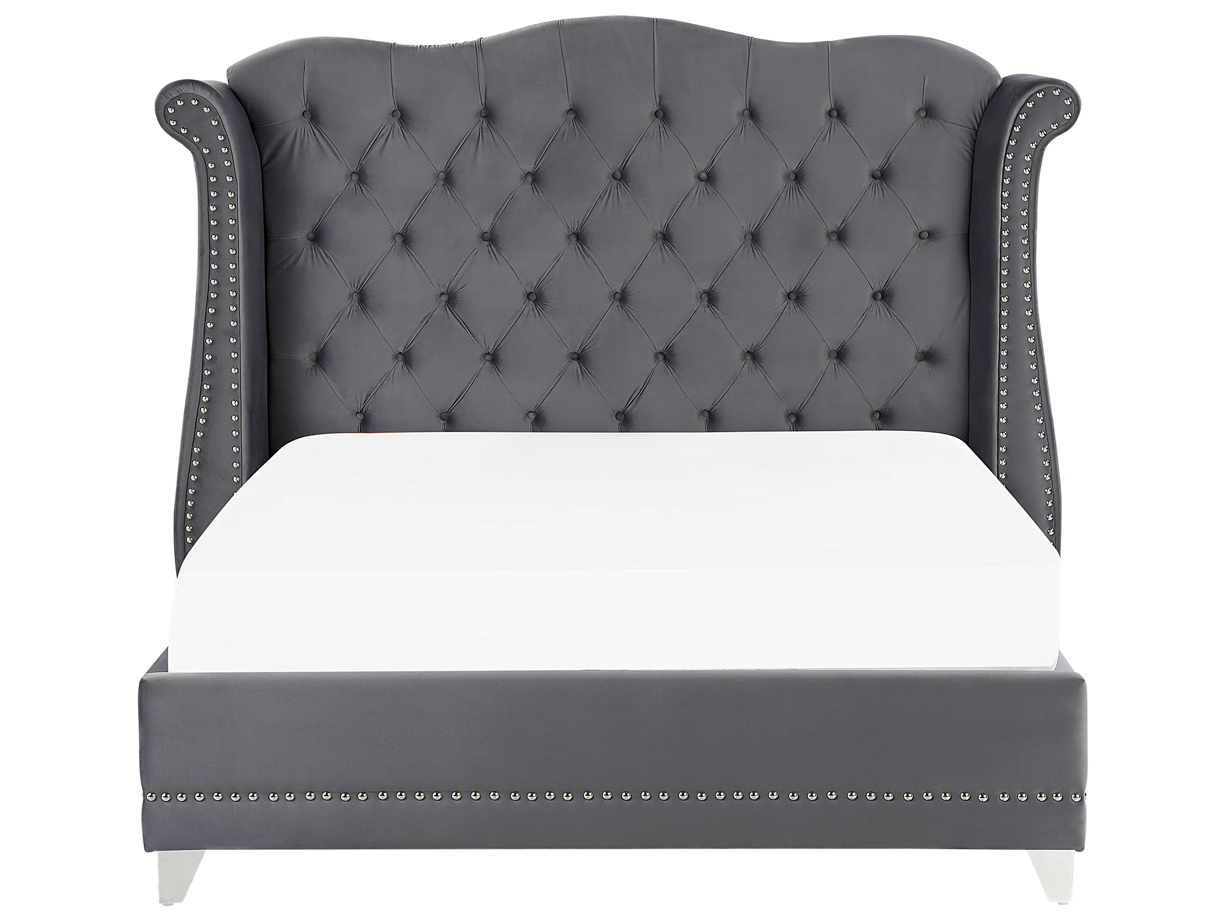 Bed Fluweel AYETTE 160 x 200 cm Grijs