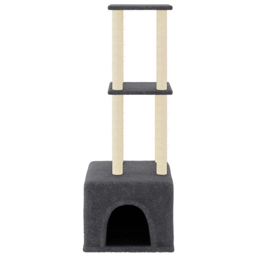 Arbre à chat avec griffoirs en sisal gris foncé 133,5 cm