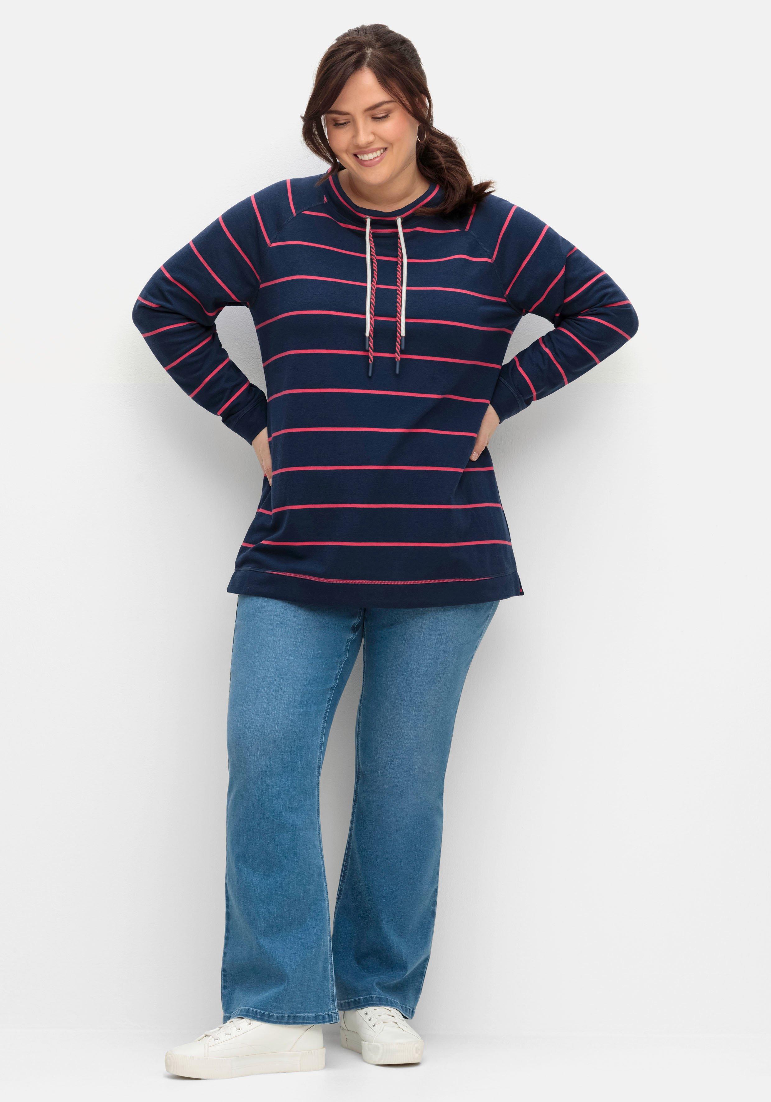 Gestreiftes Sweatshirt mit Stehkragen