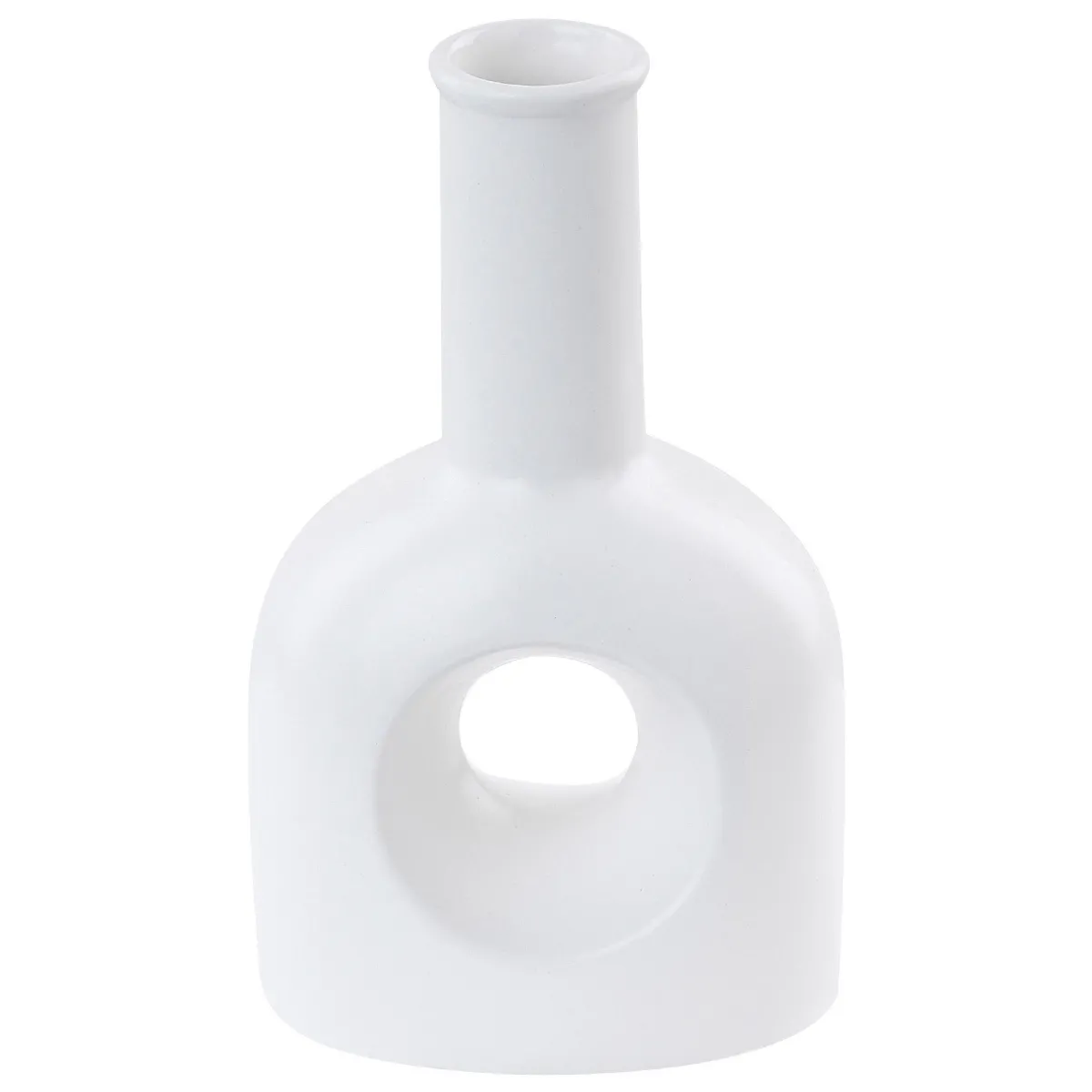 Beliani Vase THEBES Céramique Blanc
