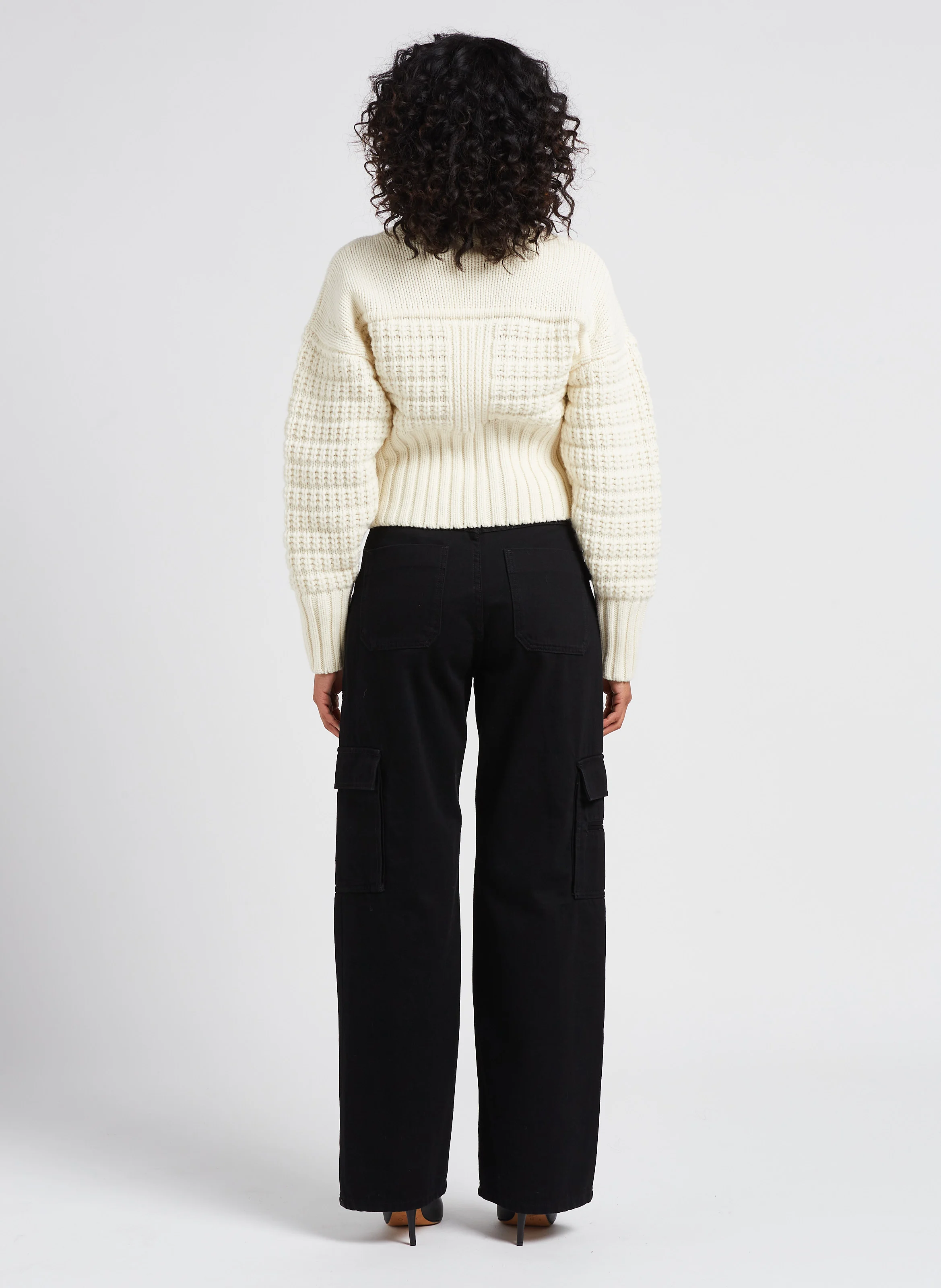 TIAM - Jean cargo taille haute | Noir