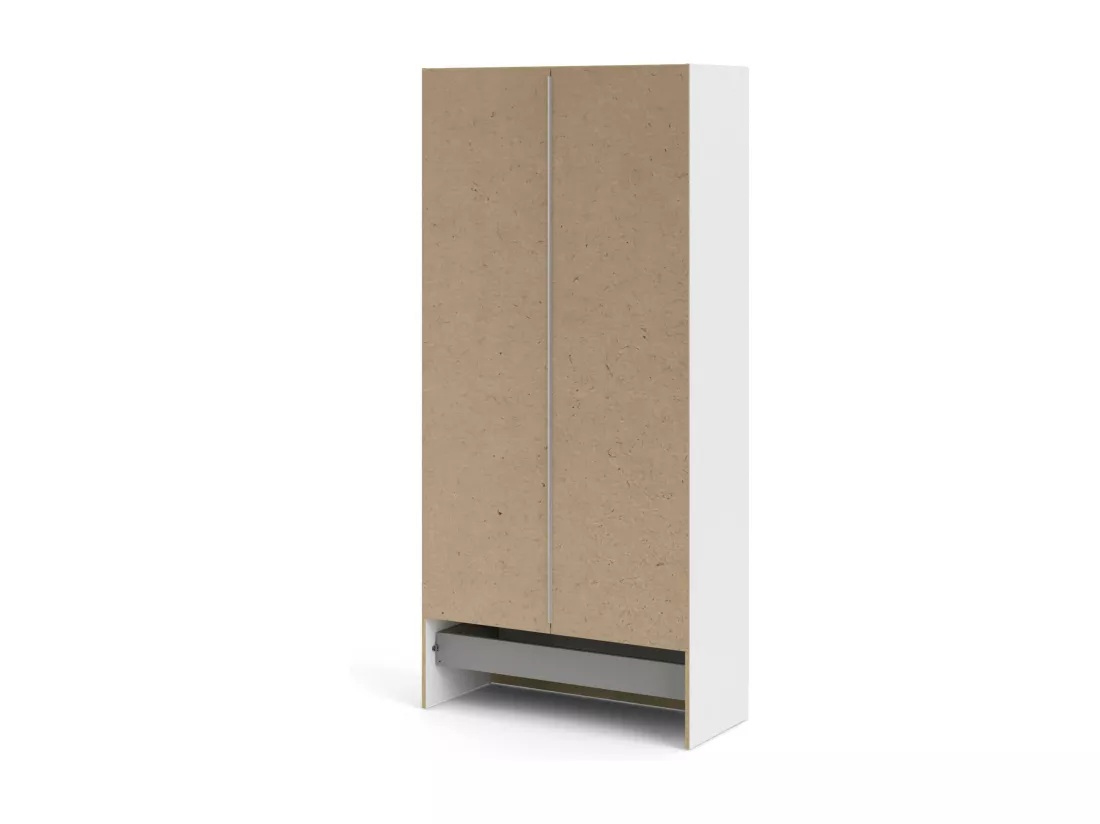 Garde-robe 2 portes Amylya, Meubles de chambre, Penderie de plain-pied, Placard à vêtements, 79x36 h170 cm, Blanc