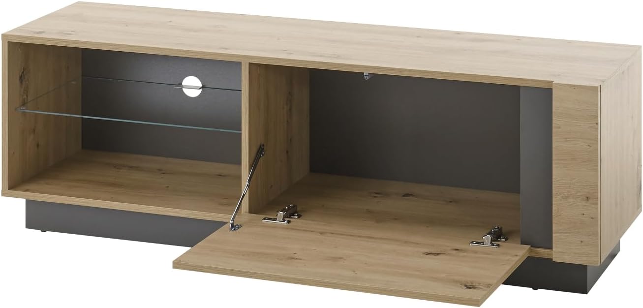 Wohnwand Schrankwand in Eiche Artisan und grau Graphit Wohnkombination 4-teilig Set 290 x 194 cm Louna (Set 1)