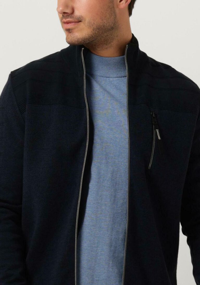 VANGUARD donkerblauwe vanguard vest zip jacket cotton bonded mouline