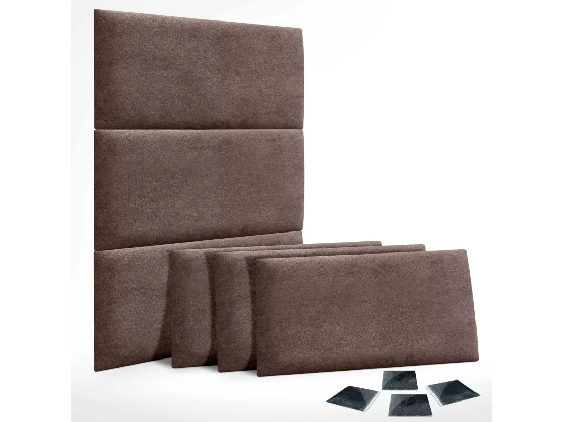 DHOME Lot de 6 Panneaux Rembourrés en Tissu Aqualine Autocollants pour Mur Acoustiques Absorbants Protection contre (Marron chocolat, 50x40cm,x6)