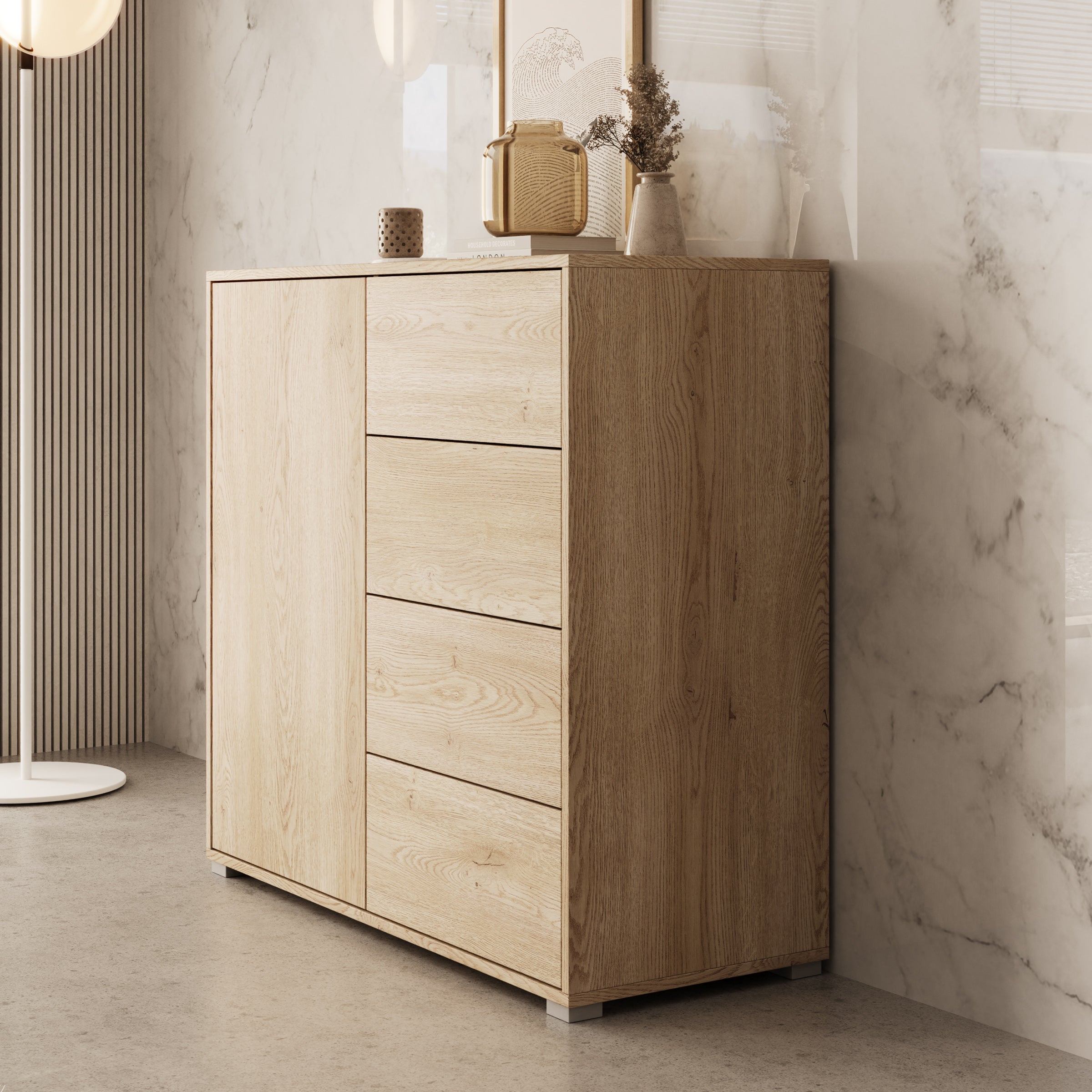 Meubella - Dressoir Gideon - Eikenpatroon - 100 cm