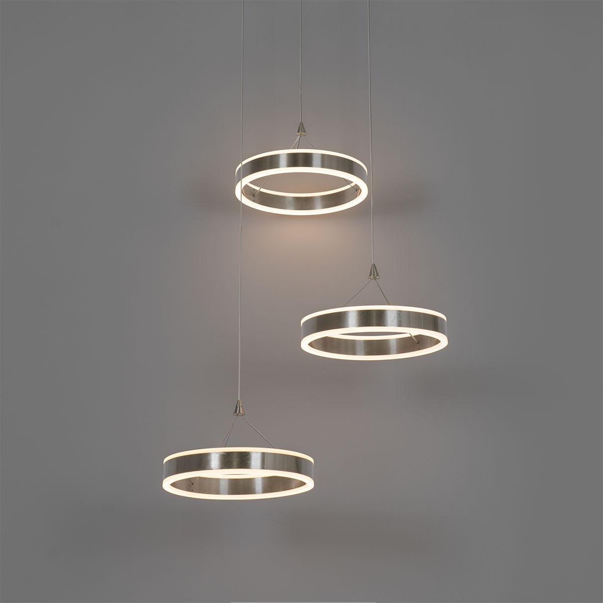Hanglamp staal rond incl. LED 3-staps dimbaar 3-lichts - Lyani