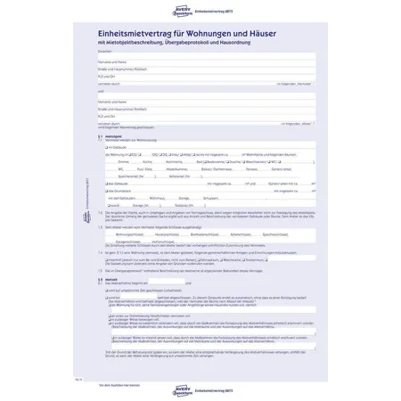 Avery Zweckform 2873 Einheitsmietvertrag für Wohnungen und Häuser, mit Übergabeprotokoll & Hausordnung, A4, 5-seitig