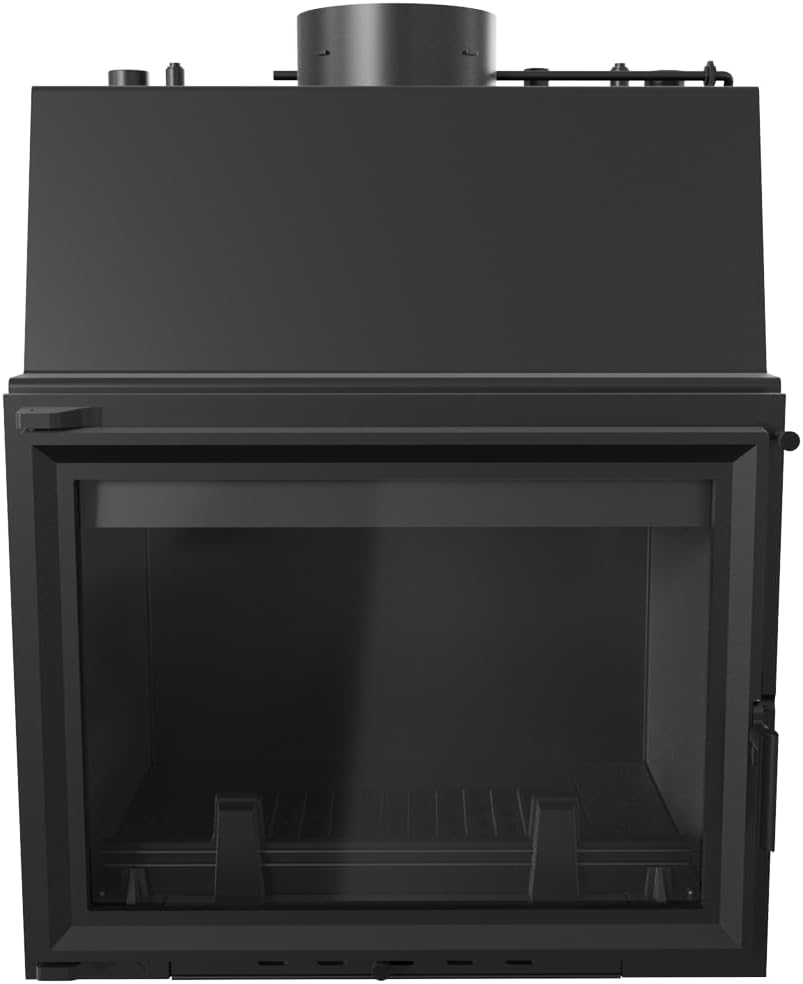 KRATKI Zuzia Kamineinsatz 12 kW - Holzofen mit Wärmetauscher, BImSchV 2-81% Thermischer Wirkungsgrad, Stahl & Gusseisen - Ø200 mm Abgasauslass, inkl. Kaminreiniger