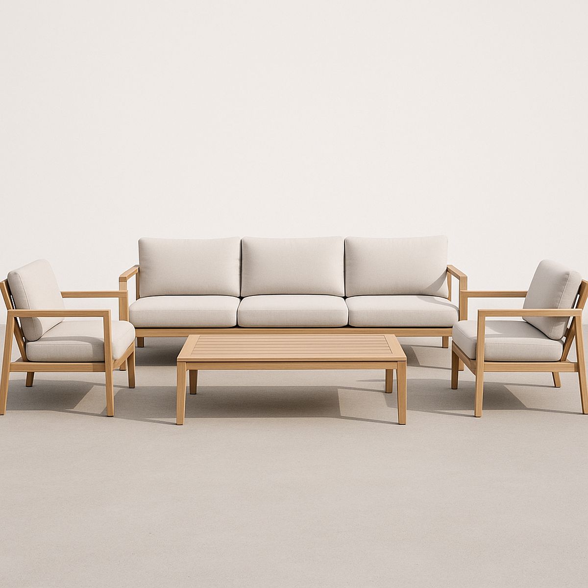Gartenmöbel Set Akazienholz Creme Polsterung Mehrteilig