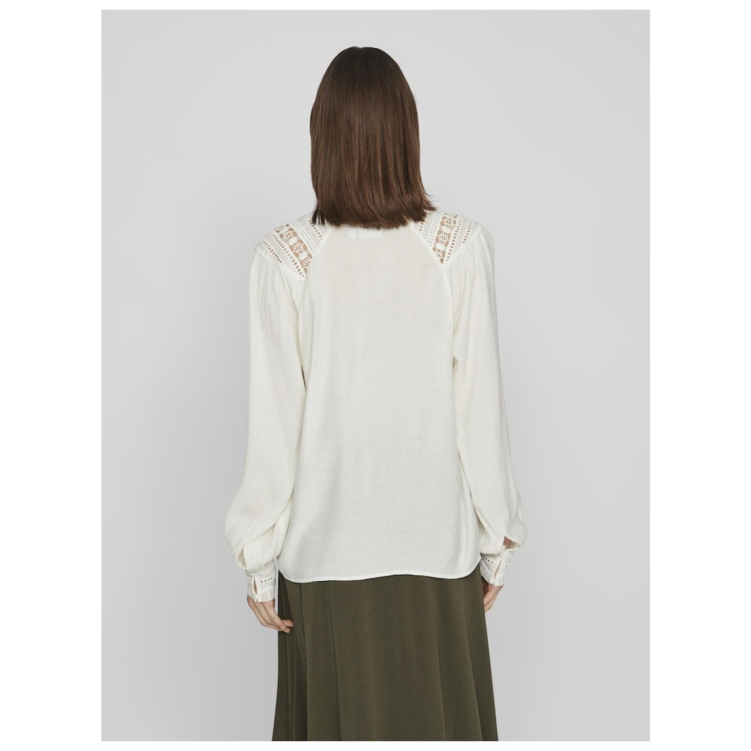 Vila VITLASTA V-NECK L/S LACE TOP