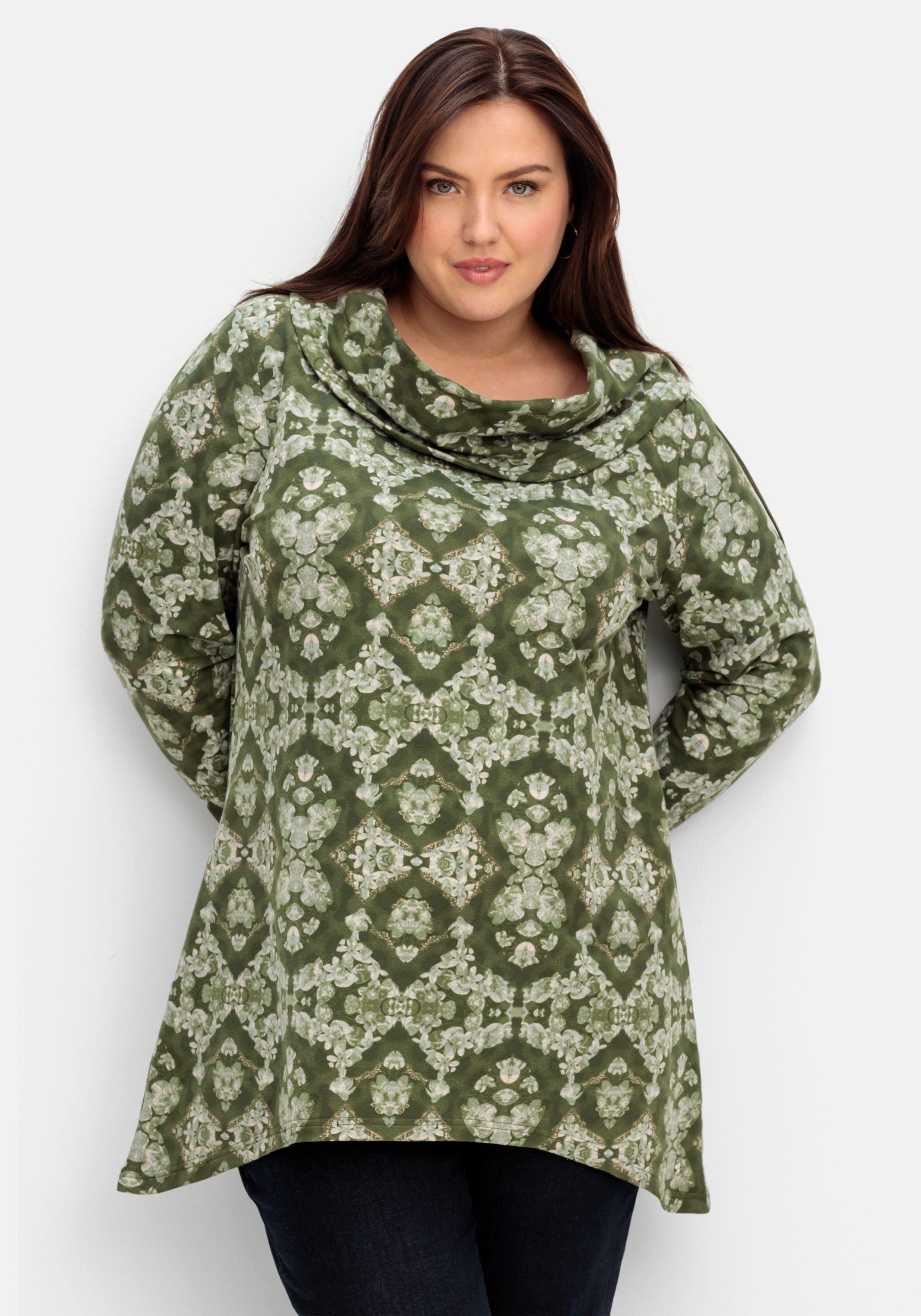 Sweatshirt mit Ornamentdruck und Kragen