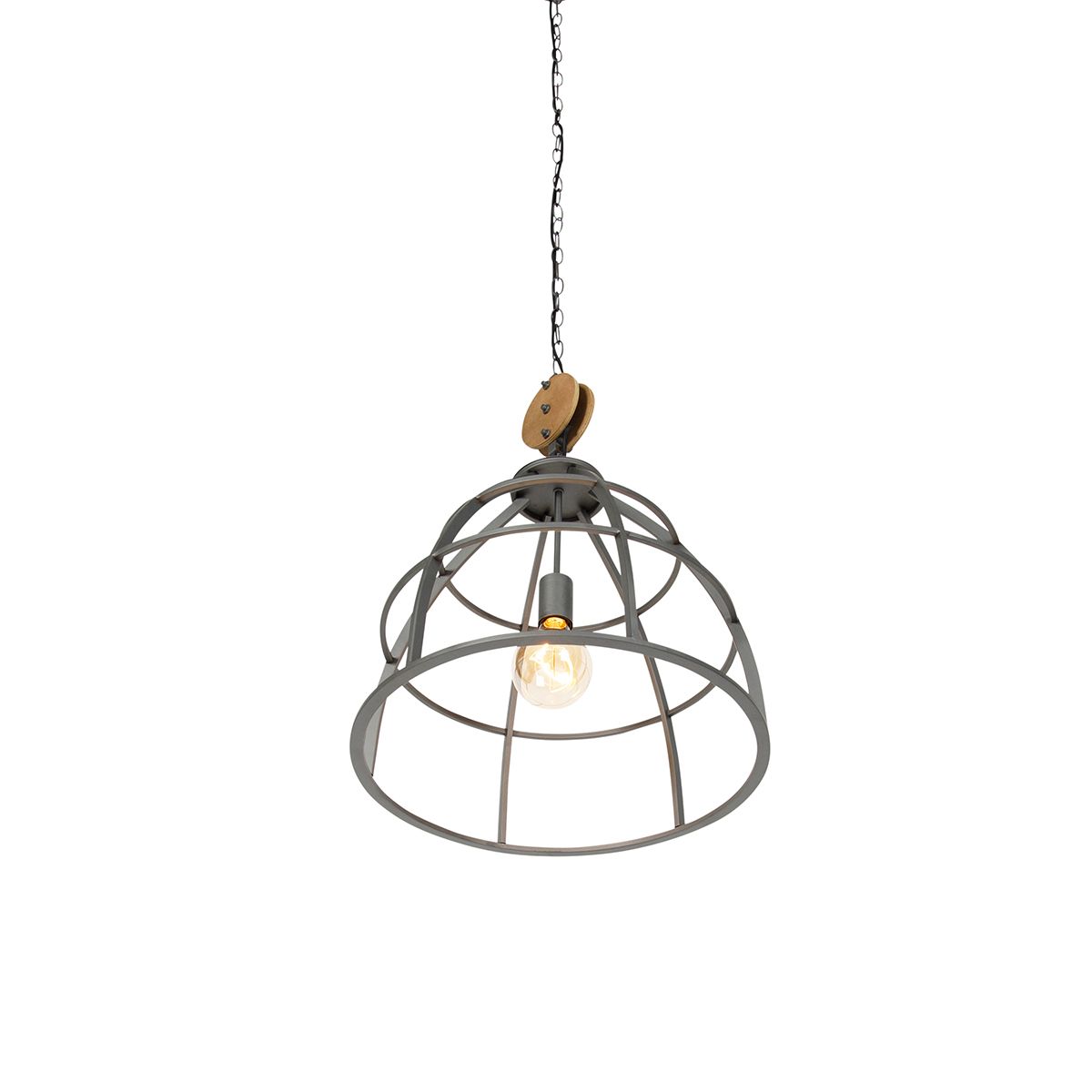 Smart hanglamp donkergrijs met hout 47 cm incl. Wifi G95 - Arthur