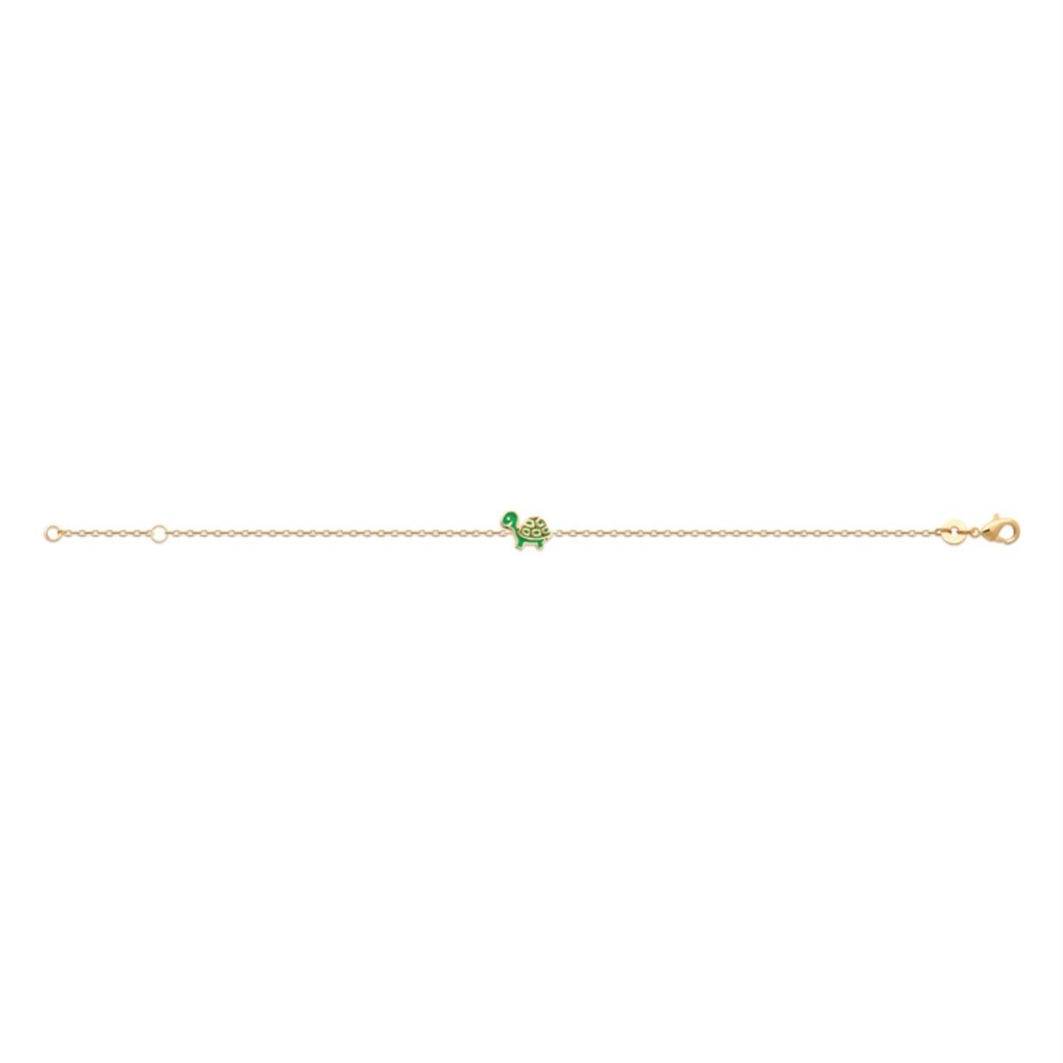 Bracelet tortue émail coloré vert Plaqué or 750 3 microns
