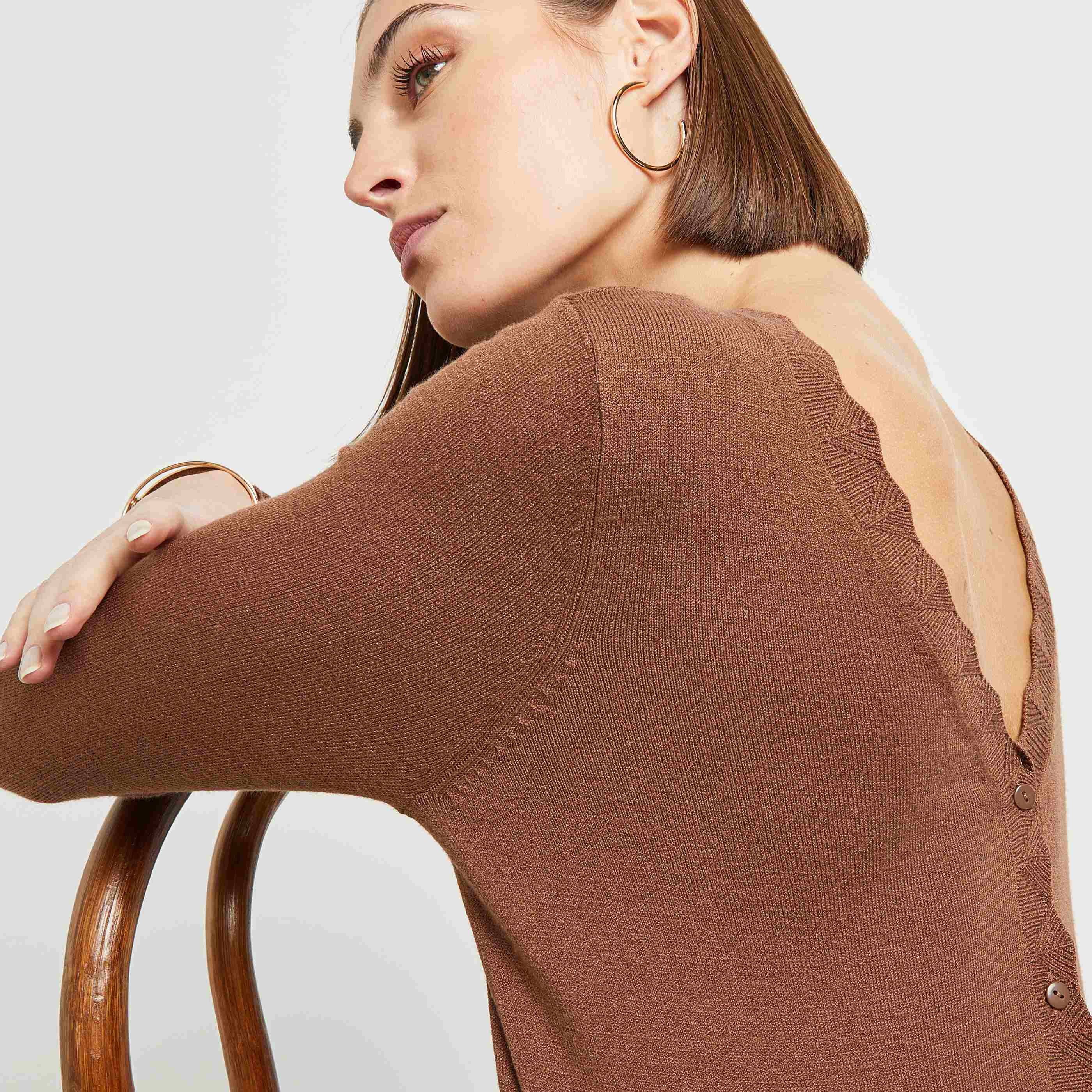 Gilet fine jauge femme - CAMEL