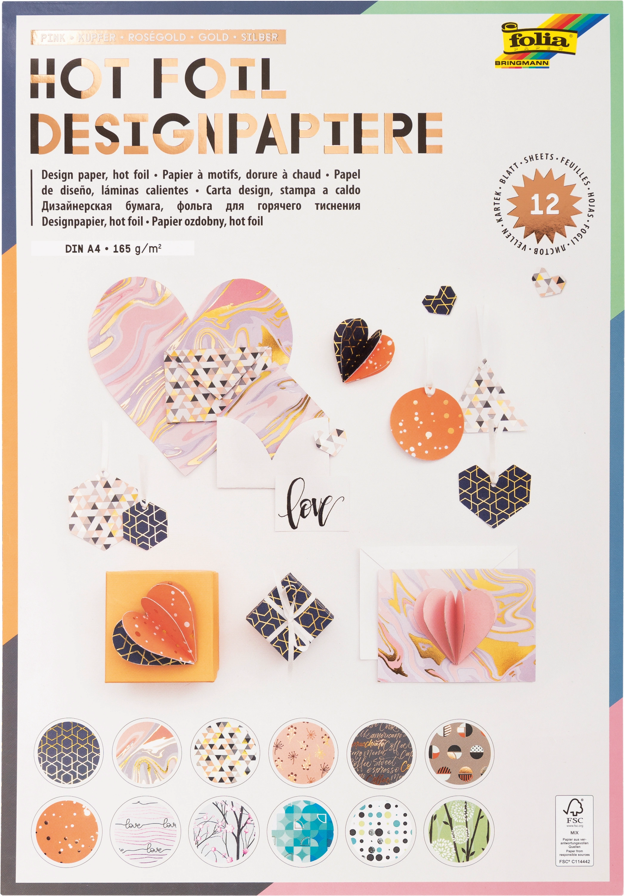 Designpapierblock HOTFOIL III 12 Blatt in bunt