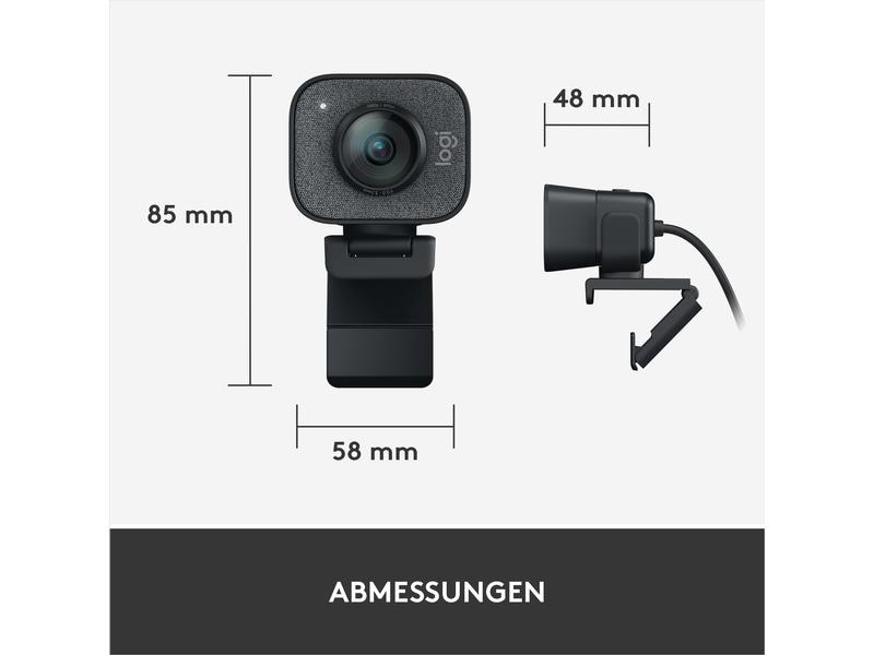 Logitech Webcam StreamCam Grafit Full-HD Streaming Webcam mit USB-C Anbindung
