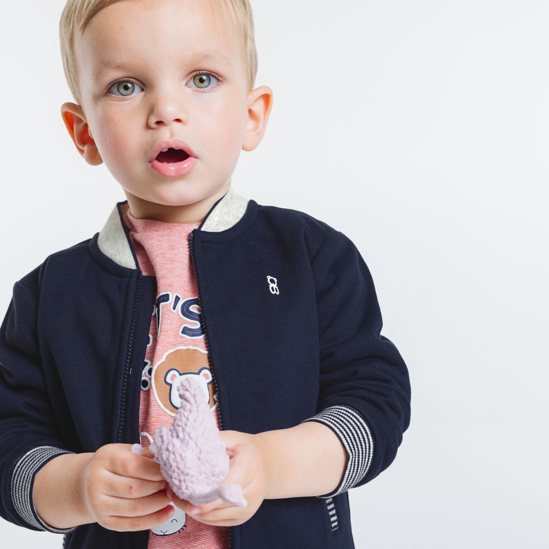 Teddy zippé en molleton doux bleu bébé garçon