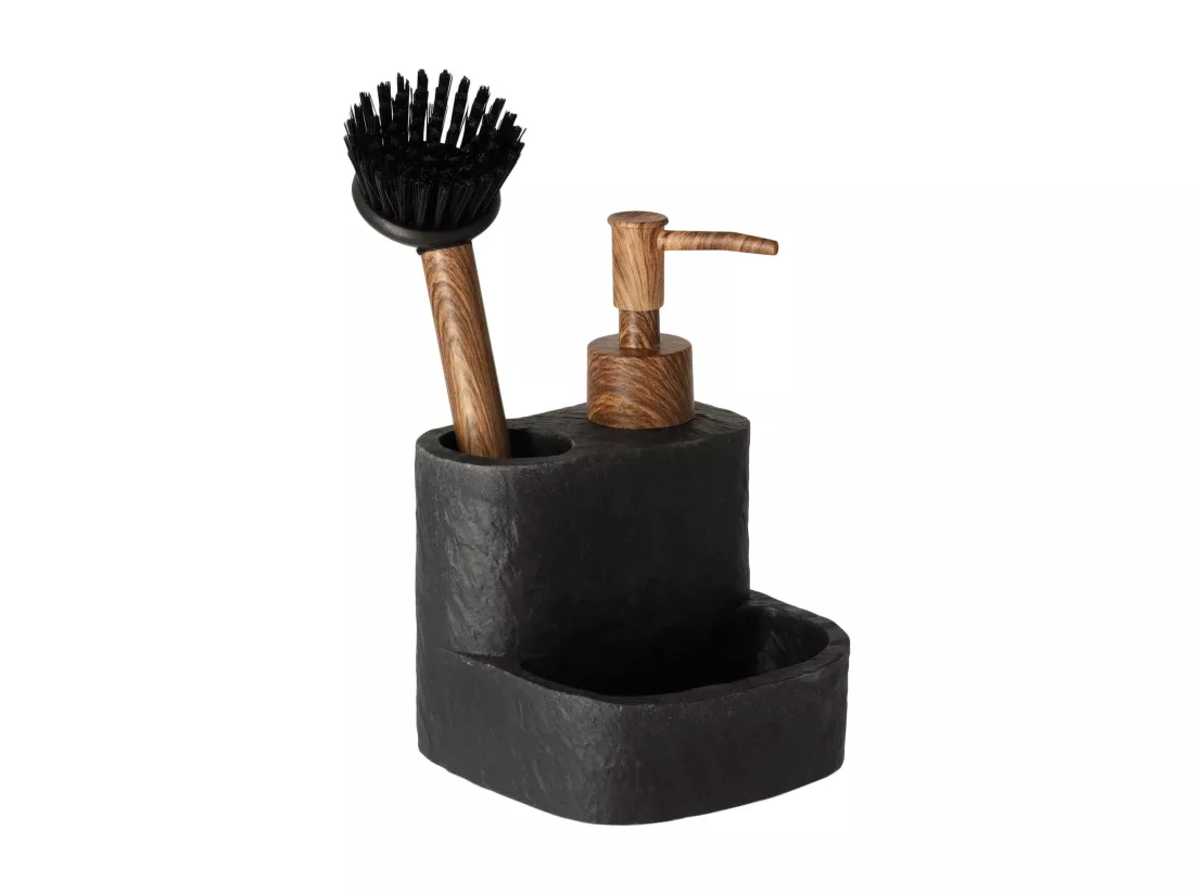 Distributeur Avec Support Pour Éponge Et Brosse Vastoni Noir Moyen 16 x 11 x 12