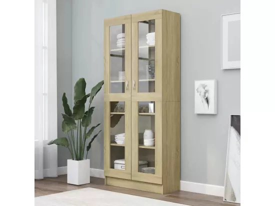 Armoire vitrine Chêne sonoma 82,5x30,5x185,5 cm Bois ingénierie