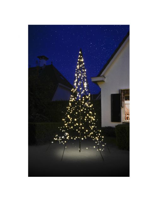 Fairybell Vlaggenmast Kerstboom - Kerstverlichting - 300 cm Warm Wit 360 led