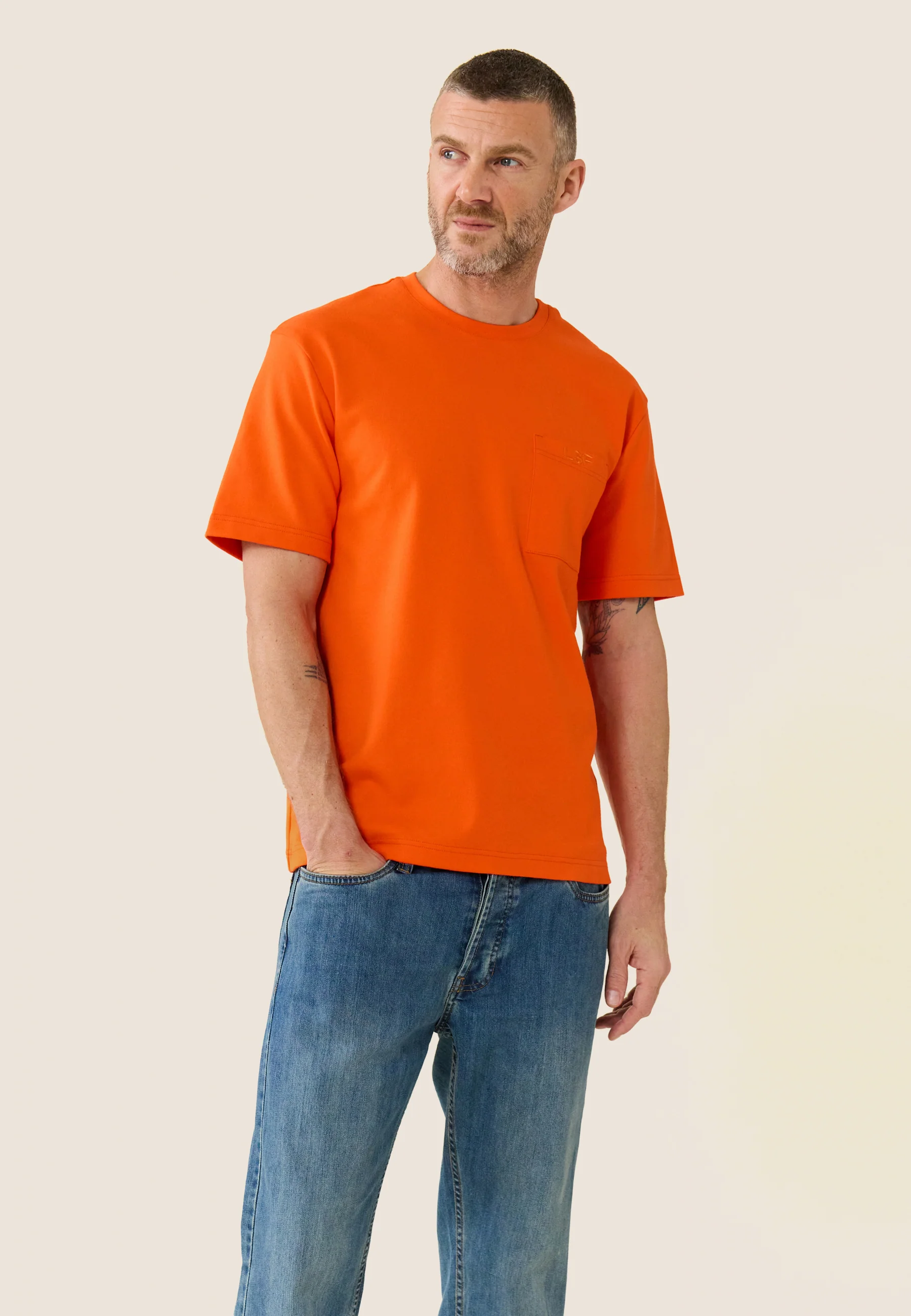 T-shirt Homme en coton-Sasha Orange Tango