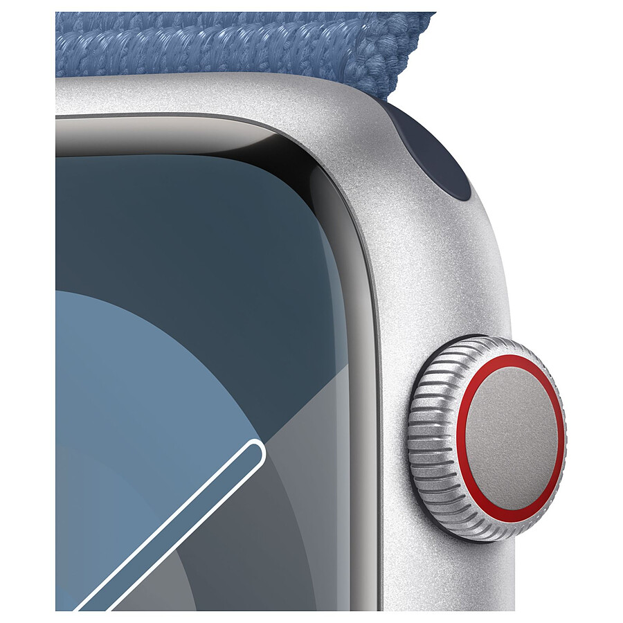 Apple Watch Series 9 GPS + Cellular - Aluminium Argent - Boucle Sport Bleu - 41 mm