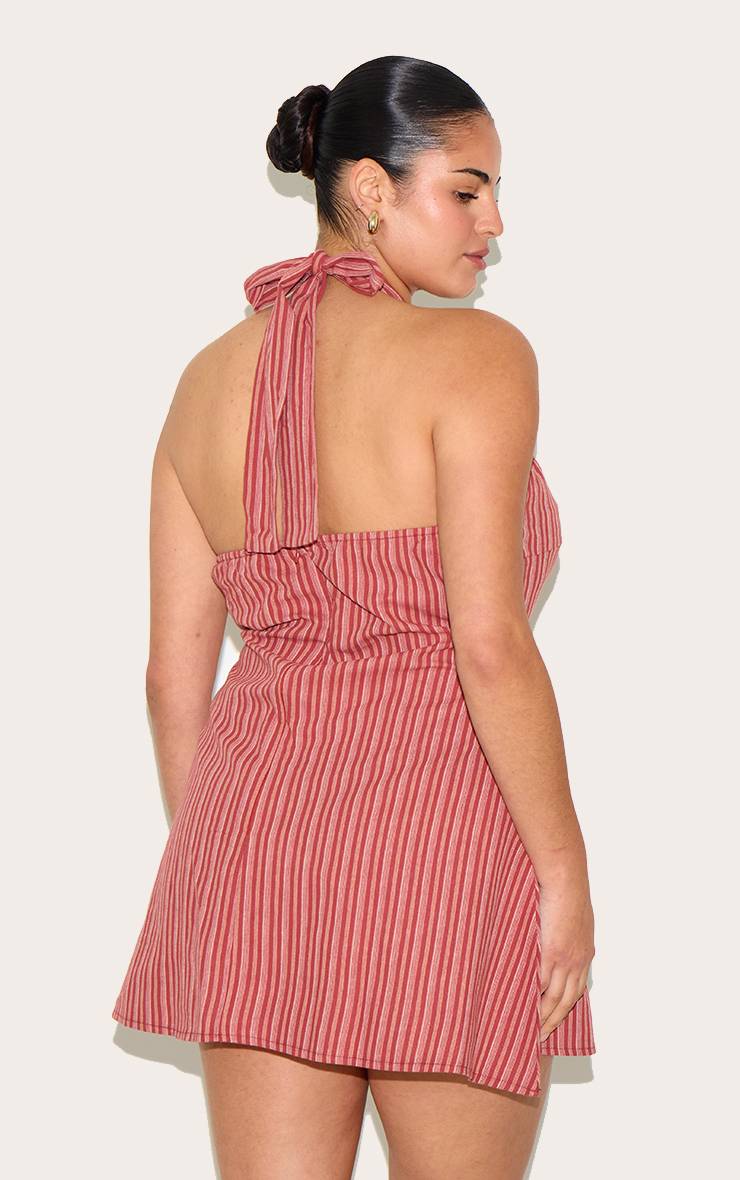 Robe Droite Grande Taille À Rayures Avec Col Licou