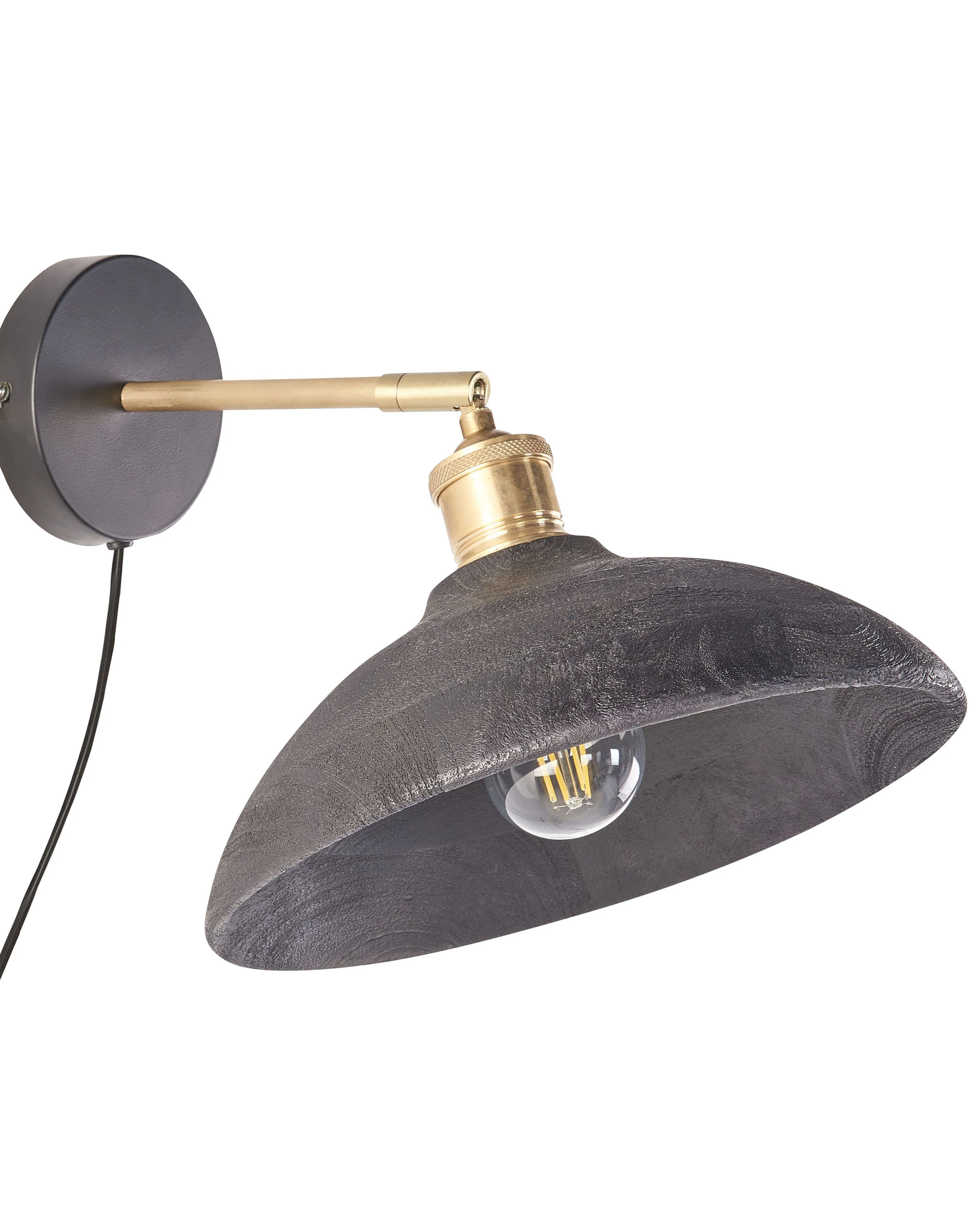 Wandlamp YERALA verstelbaar Mangohout Zwart