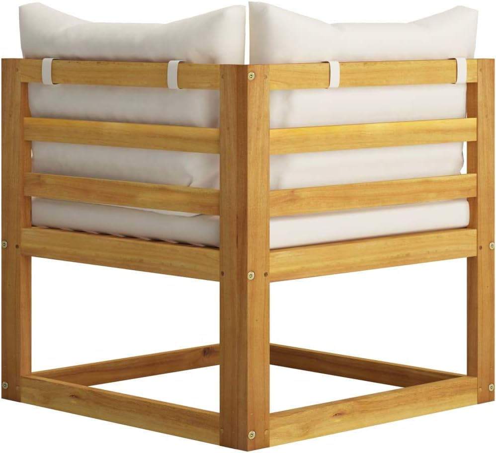 INLIFE 5-TLG. Garten-Lounge-Set mit Auflagen Creme Massivholz Akazie-7640