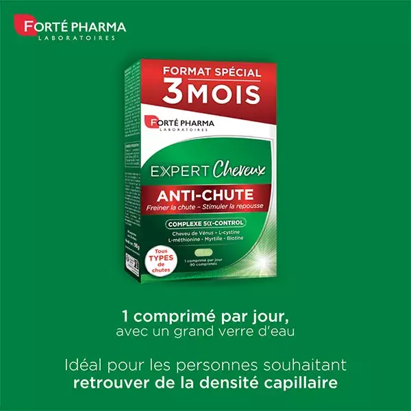 Forté Pharma Expert Anti Chute cheveux Repousse Biotine Myrtille 90 comprimés