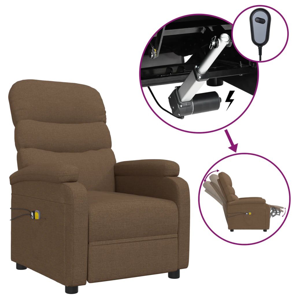 vidaXL Elektrische massagestoel, bruin, stoffen bekleding