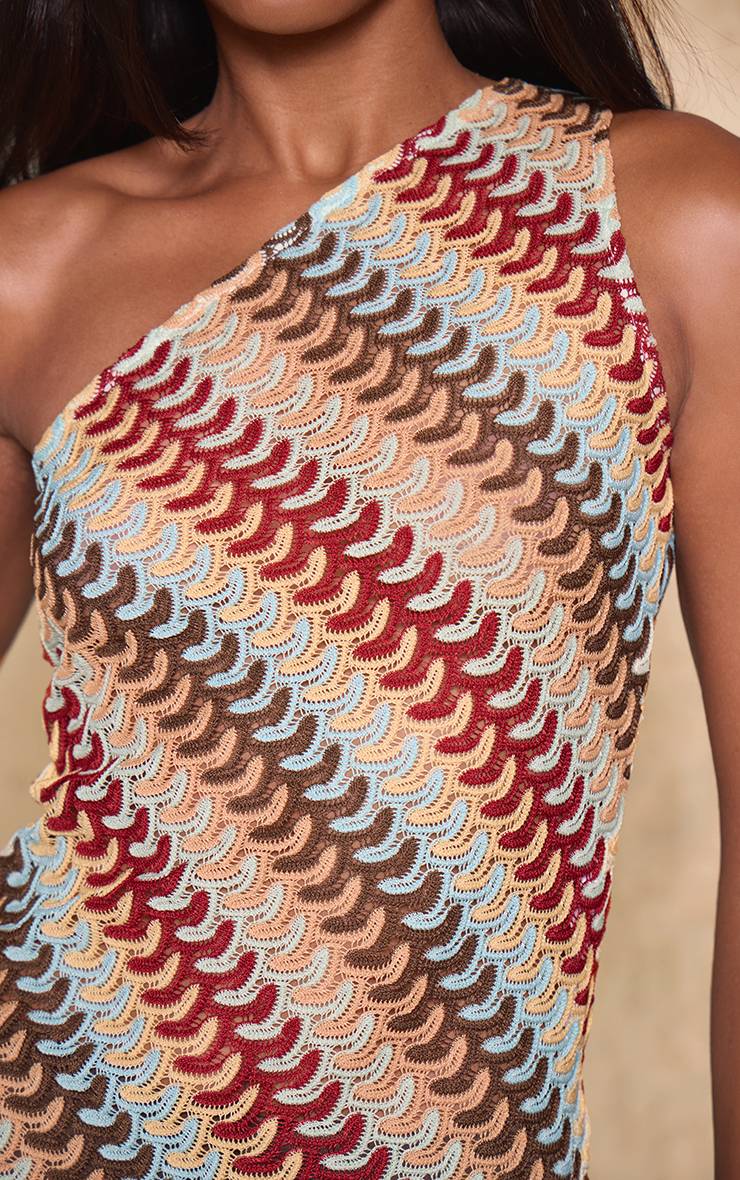 Multicolore Haut Asymétrique Texturé À Une Épaule