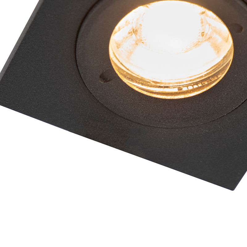 Set van 3 badkamer inbouwspots zwart vierkant IP44 - Xena