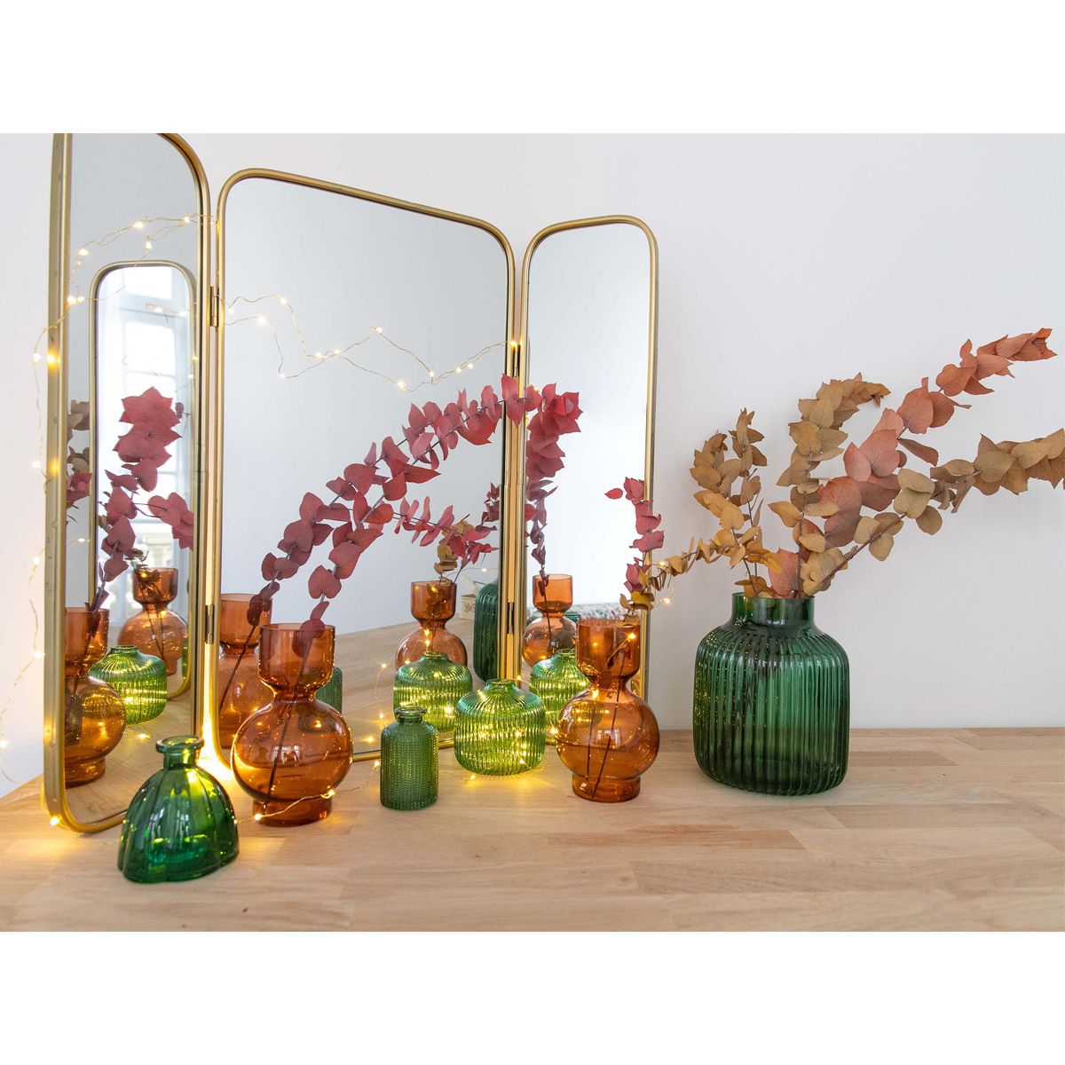 Miroir triptyque rectangulaire doré Atelier jasmin