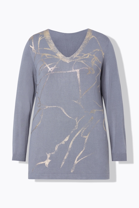 Pullover, A-Linie, Metallic-Marmormuster