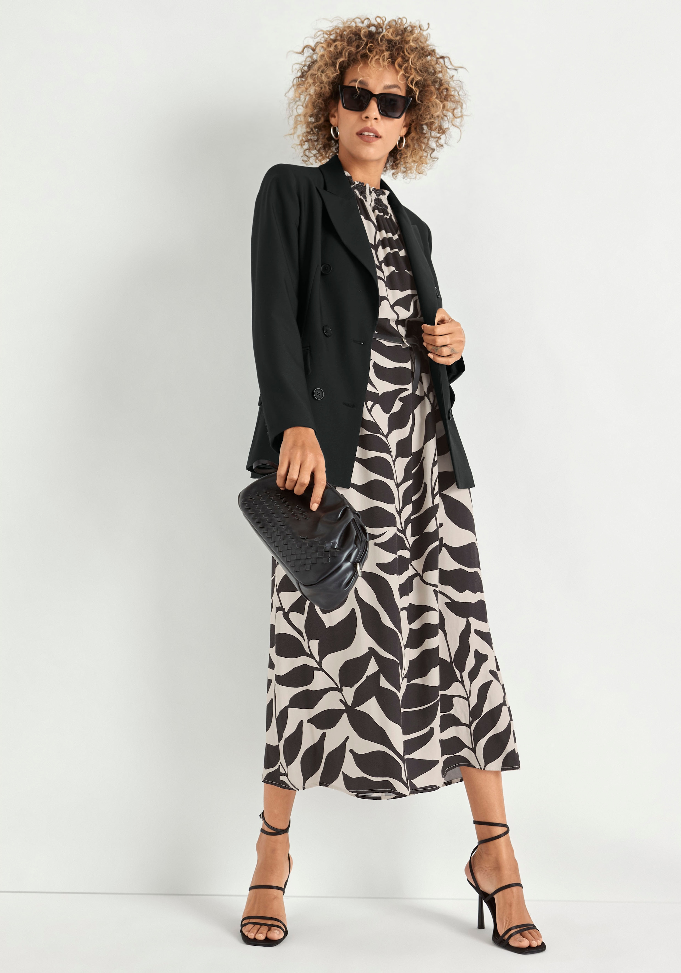 HECHTER PARIS Midikleid mit Allover-Print und Bindeband