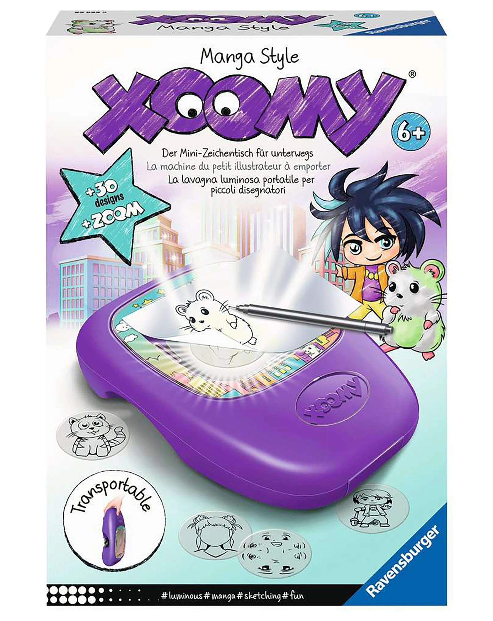 Mini-Zeichentisch XOOMY® MIDI MANGA STYLE in lila