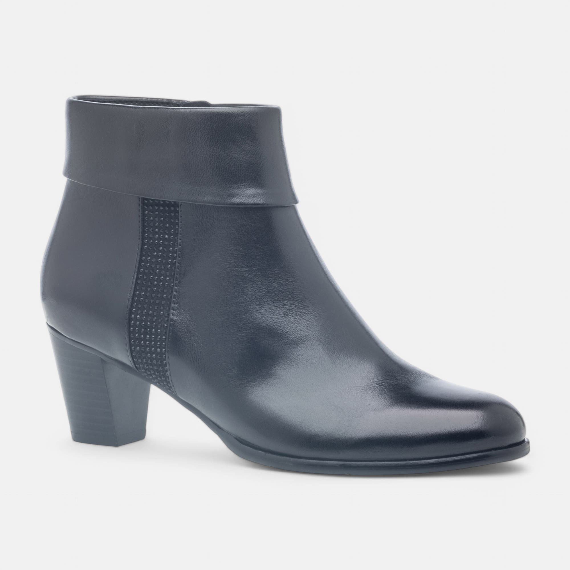 Bottines à talon Femme en cuir noir