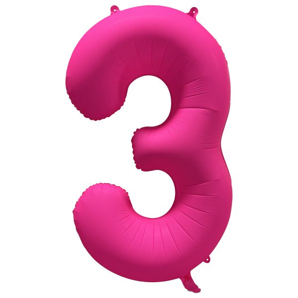 3 Jaar Cijfer Ballon Neon Roze Leeg 86cm