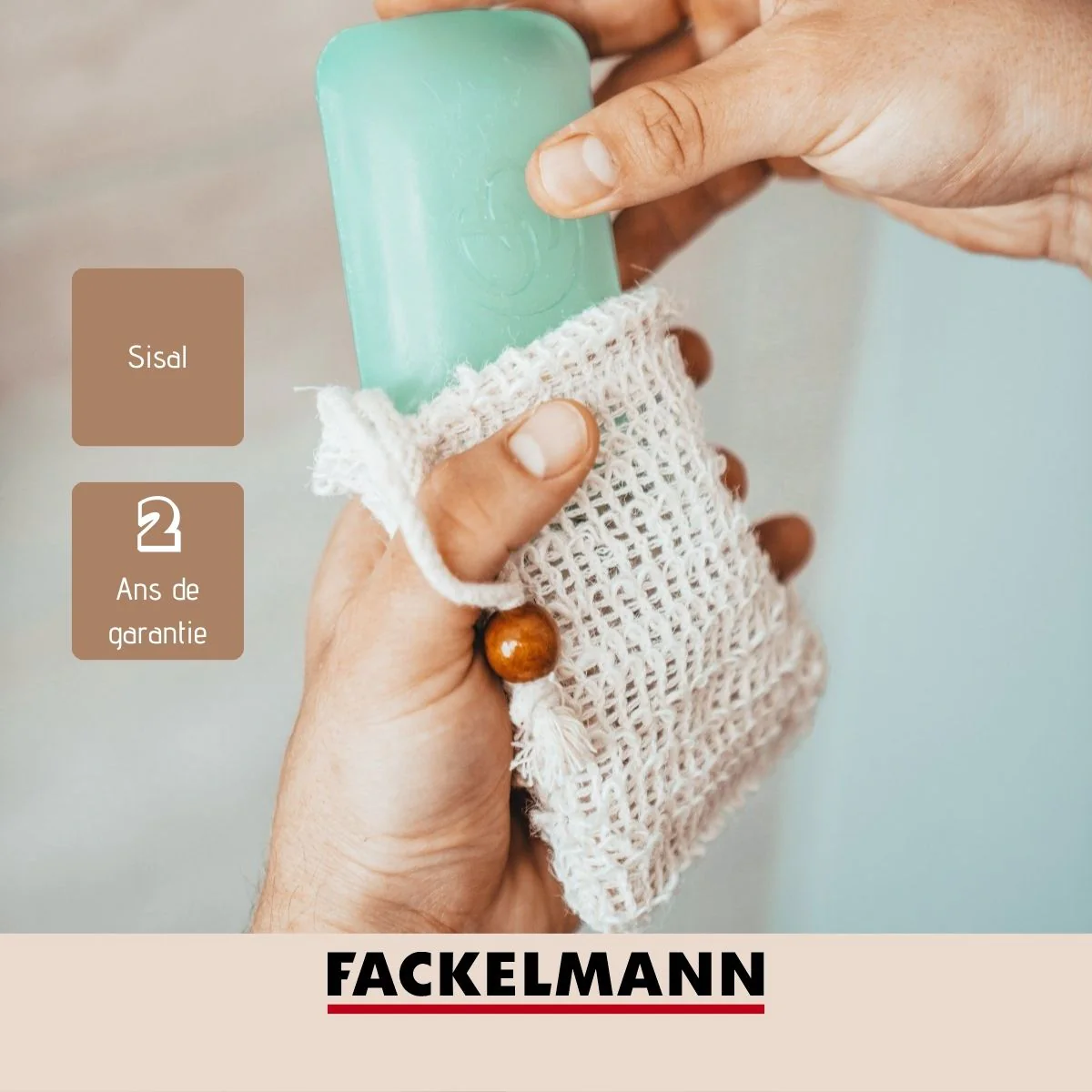 Lot de 2 sacs à savons solides en sisal Tecno Fackelmann