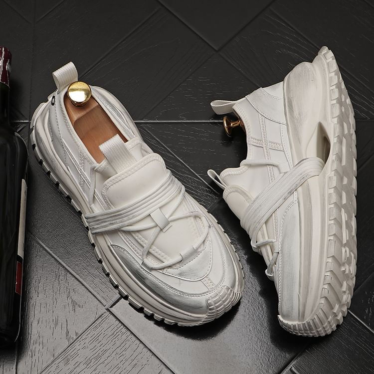 Mr Ozera - Platform Plain Lace Up Sneakers