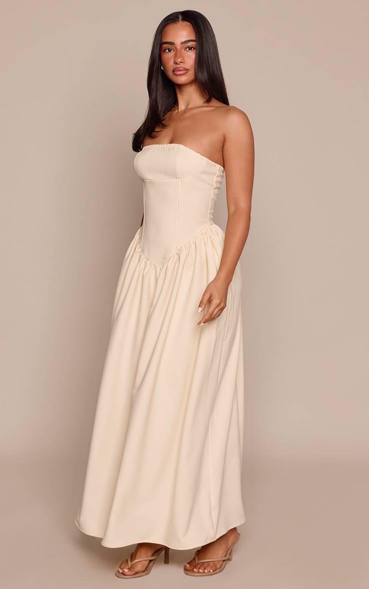 Pale Yellow Robe Maxi Fluide À Bandeau Petite