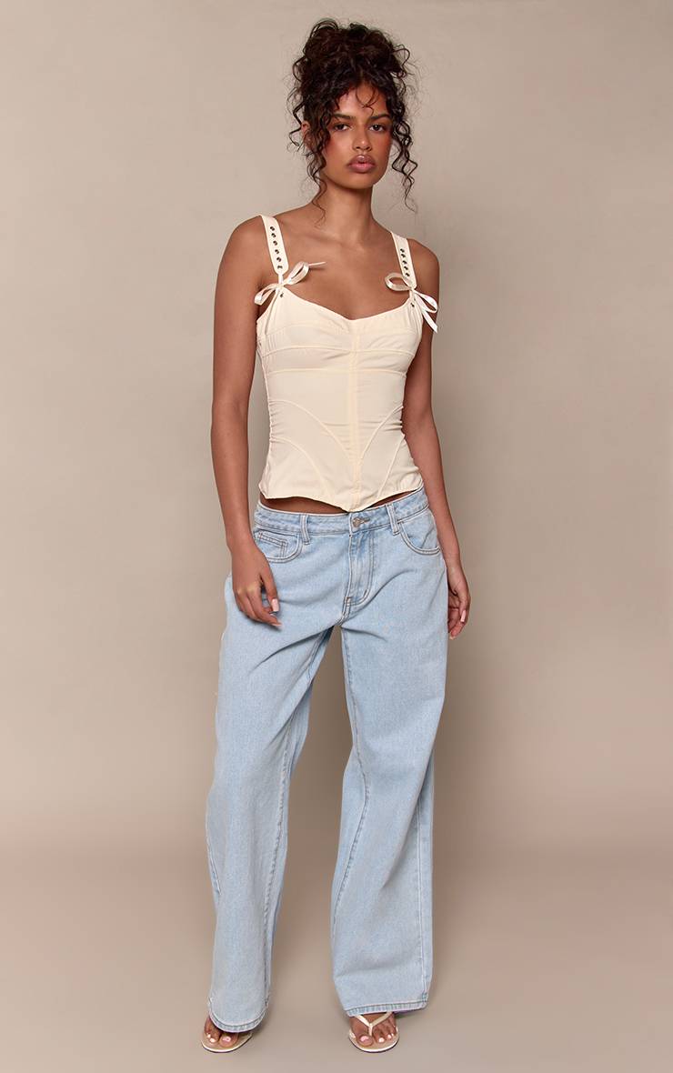 Citron Corset En Peau De Pêche Avec Détails Œillets